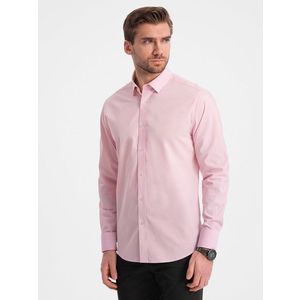 Bavlněná růžová košile v jednoduchém provedení V2 SHOS-0154 obraz