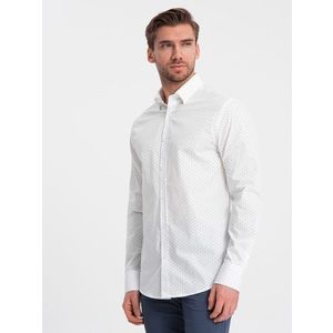 Zajímavá bílá košile s trendy vzorem V1 SHCS-0156 obraz