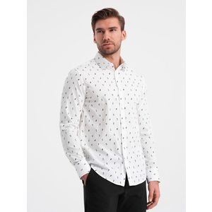Zajímavá bílá košile s trendy vzorem V2 SHCS-0151 obraz