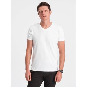Bavlněné pánské bílé tričko s výstřihem do V V4-TSBS-0145 obraz