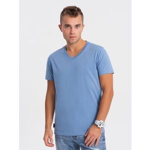 Bavlněné pánské modré tričko s výstřihem do V V5-TSBS-0145 obraz