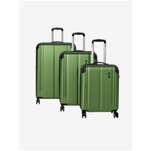 Sada tří zelených cestovních kufrů Travelite City 4w S, M, L Green obraz