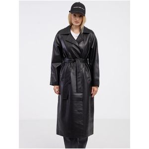 Černý dámský koženkový kabát ONLY Sofia obraz