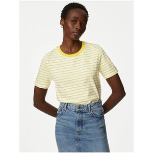 Bílo-žluté dámské pruhované tričko Marks & Spencer obraz