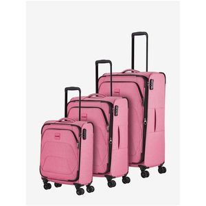Sada tří cestovních kufrů v růžové barvě Travelite Adria S, M, L Rose obraz