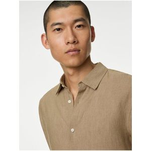 Béžová pánská lněná košile Marks & Spencer obraz