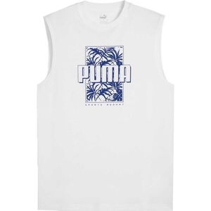 Puma ESSENTIALS + PALMS RESORT SLEEVESS TEE Pánské triko bez rukávů, bílá, velikost obraz