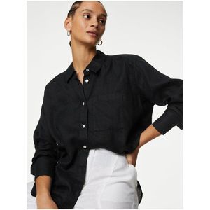 Černá dámská lněná košile Marks & Spencer obraz