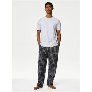 Kostkovaná pyžamová souprava z čisté bavlny Marks & Spencer šedá obraz