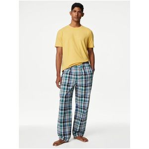 Modro-žluté pánské kostkované pyžamo Marks & Spencer obraz