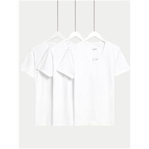 Sada tří pánských basic triček v bílé barvě s technologií Cool & Fresh™ Marks & Spencer obraz