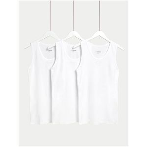 Sada tří pánských basic tílek v bílé barvě s technologií Cool & Fresh™ Marks & Spencer obraz