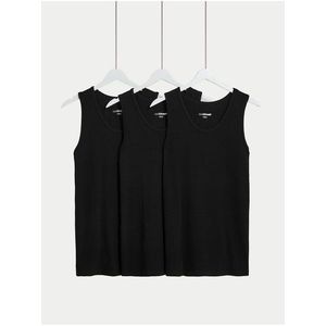 Sada tří pánských basic tílek v černé barvě s technologií Cool & Fresh™ Marks & Spencer obraz