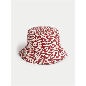 Krémovo-červený dámský vzorovaný klobouk Marks & Spencer obraz