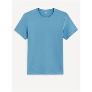 Modré pánské tričko Celio Neunir z bavlny Supima® obraz