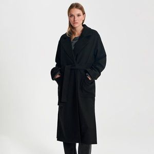 Sinsay - Kabát s páskem k uvázání - Černý obraz