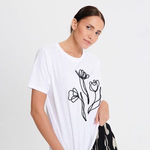 Sinsay - Tričko s ozdobnou výšivkou - Bílá obraz