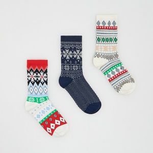 Reserved - Sada 3 párů ponožek s vánočním vzorem - Tmavomodrá obraz