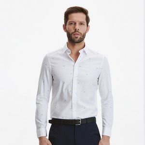Reserved - Vzorovaná košile slim fit - Bílá obraz