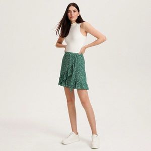 Reserved - Mini sukně s volánovým lemem - Zelená obraz