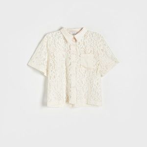 Reserved - Krajková košile s vysokým podílem organické bavlny - Krémová obraz