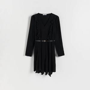 Reserved - Viskózové šaty s páskem - Černý obraz