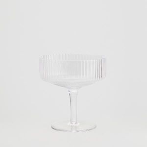 Reserved - Rýhovaná sklenice na šampaňské - Bílá obraz