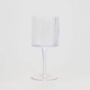 Reserved - Rýhovaná sklenice na bílé víno - Bílá obraz