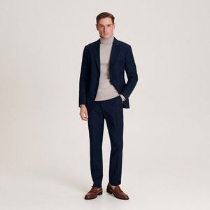 Reserved - Oblekové kalhoty slim fit - Tmavomodrá obraz