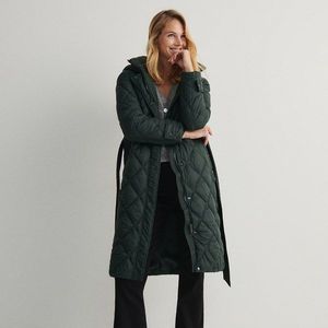 Reserved - Prošívaný kabát se zavazováním - Zelená obraz