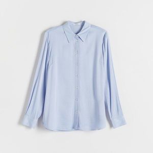 Reserved - Košile ze saténové viskózy - Modrá obraz