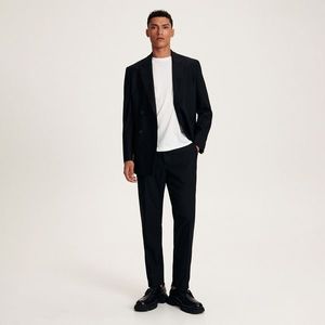 Reserved - Kalhoty slim fit s příměsí vlny - Černý obraz