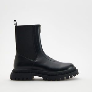 Reserved - Kotníkové boty s ozdobným zipem - Černý obraz