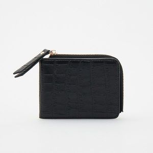 Reserved - Malá peněženka z napodobeniny krokodýlí kůže - Černý obraz