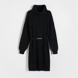 Reserved - Úpletové šaty s opaskem - Černý obraz
