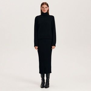 Reserved - Midi sukně s vysokým podílem bavlny - Černý obraz