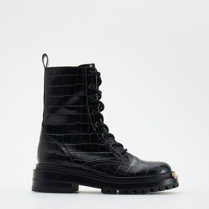 Reserved - Šněrovací kotníkové boty - Černý obraz