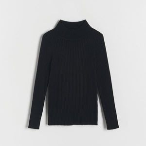 Reserved - Žebrovaný pletený svetr - Černý obraz