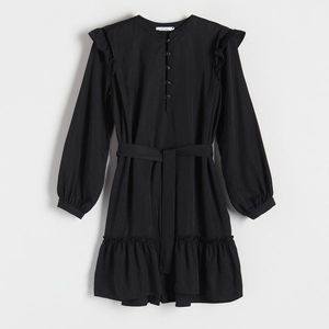 Reserved - Mini šaty z lyocellu - Černý obraz