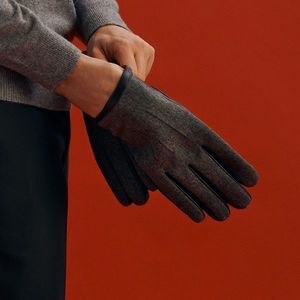 Reserved - Kožené rukavice s texturou - Černý obraz