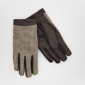 Reserved - Kožené rukavice s texturou - Hnědá obraz