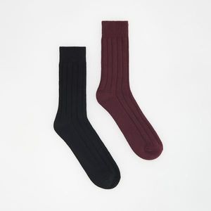 Reserved - 2 pack ponožek s hrubším vzorem - Bordó obraz