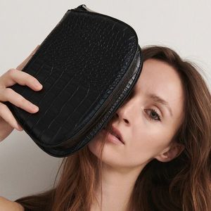 Reserved - Klasická kabelka z imitace krokodýlí kůže - Černý obraz