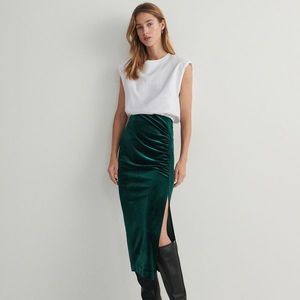 Reserved - Midi sukně s řasením - Zelená obraz