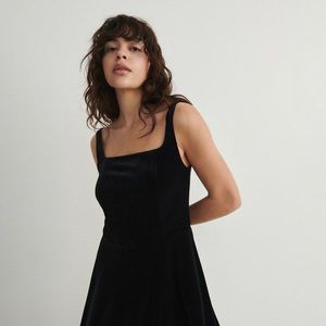 Reserved - Sametové mini šaty - Černý obraz