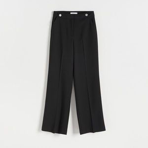 Reserved - Elegantní kalhoty s nažehlenými puky - Černý obraz