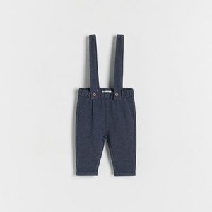Reserved - Žerzejové kalhoty se šlemi - Modrá obraz