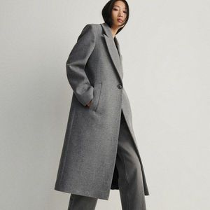 Reserved - Vlněný kabát - Světle šedá obraz