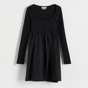 Reserved - Mini šaty z kombinace materiálů - Černý obraz