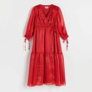 Reserved - Zavinovací šaty s vázáním - Červená obraz